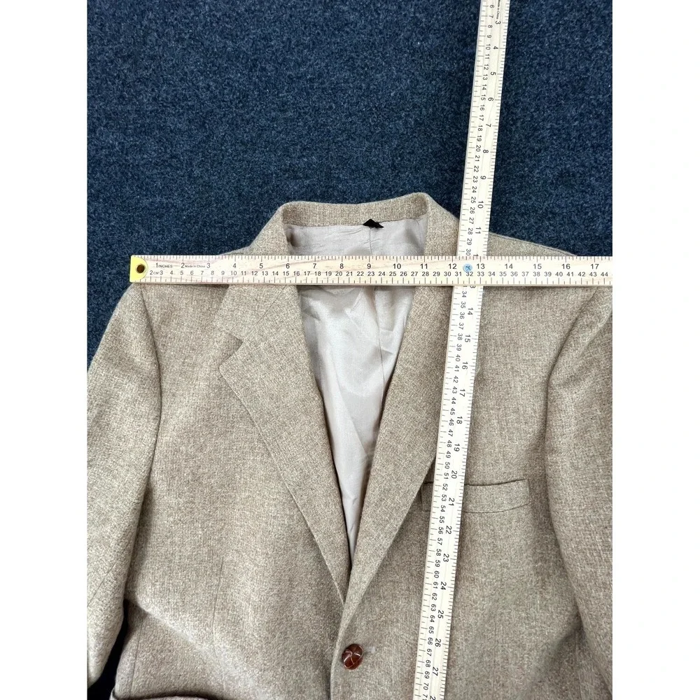 VTG WFF By Farah Sport Coat Mens‎ 42S Beige Wool Tweed Suede Elbow Patch Formal